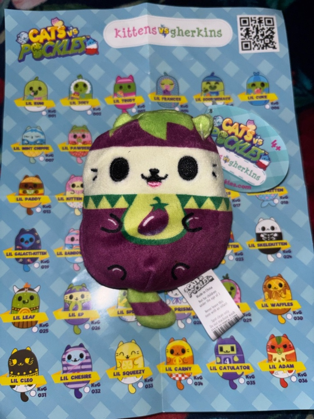 Cats vs Pickles Kittens vs Gherkins Plush - Purple & Green Eggplant
